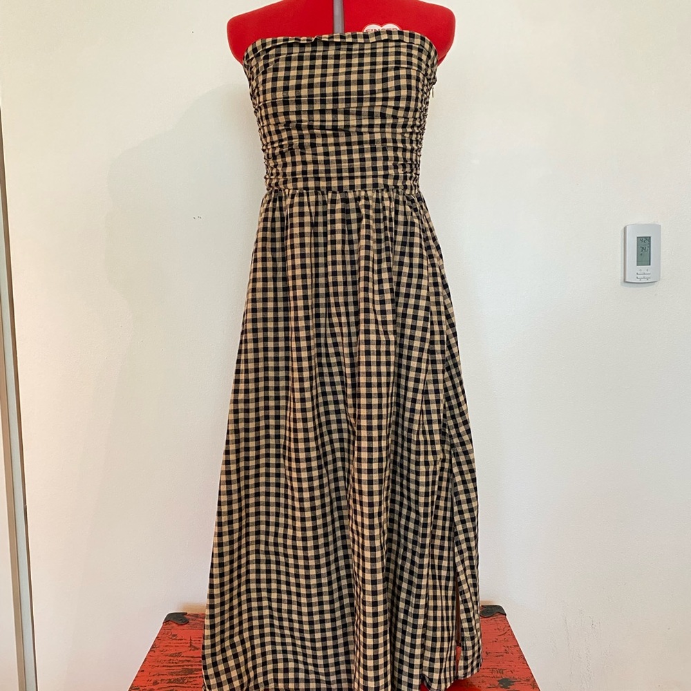 DISSH Elm Checkered Black Cream Strapless Dress in US 6 - Picture 9 of 10
